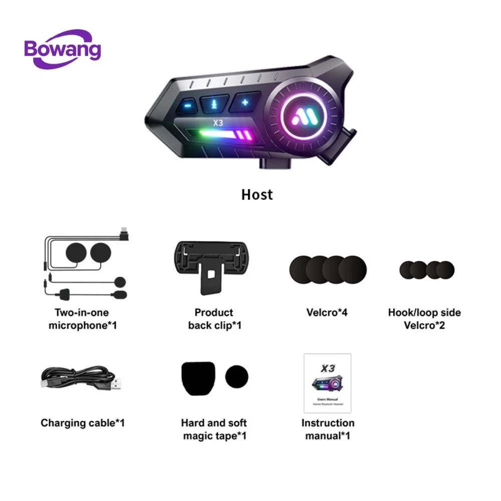 Motorcycle Riding Headset Waterproof Noise Canceling Long Standby Color Light