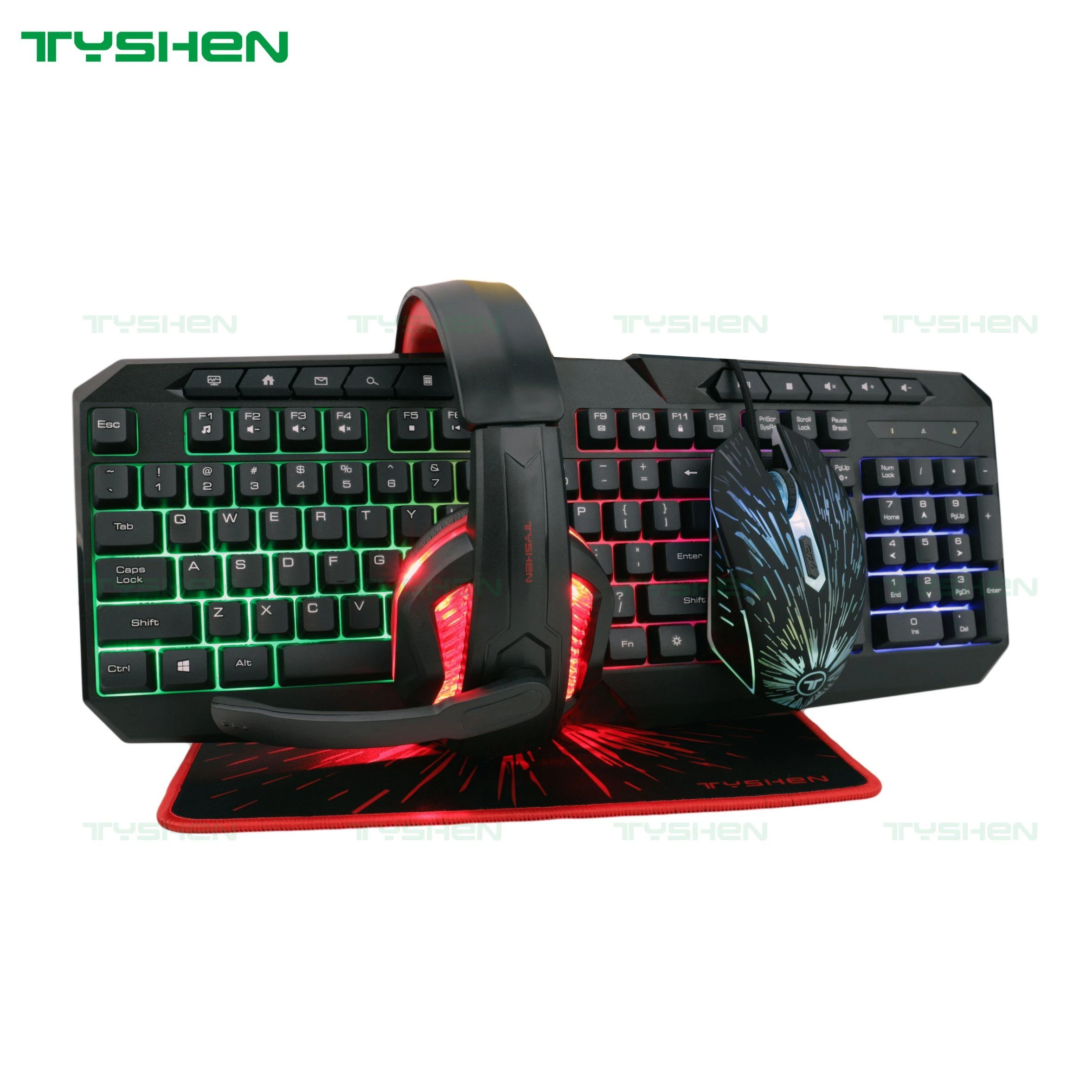 Mouse Keyboard Headset Mouse Pad Gaming Combo Set 4 in 1