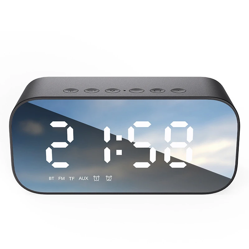 Multi-Function Mirror LED Alarm Clock FM Radio Wireless 5.3 Bluetooth Speaker