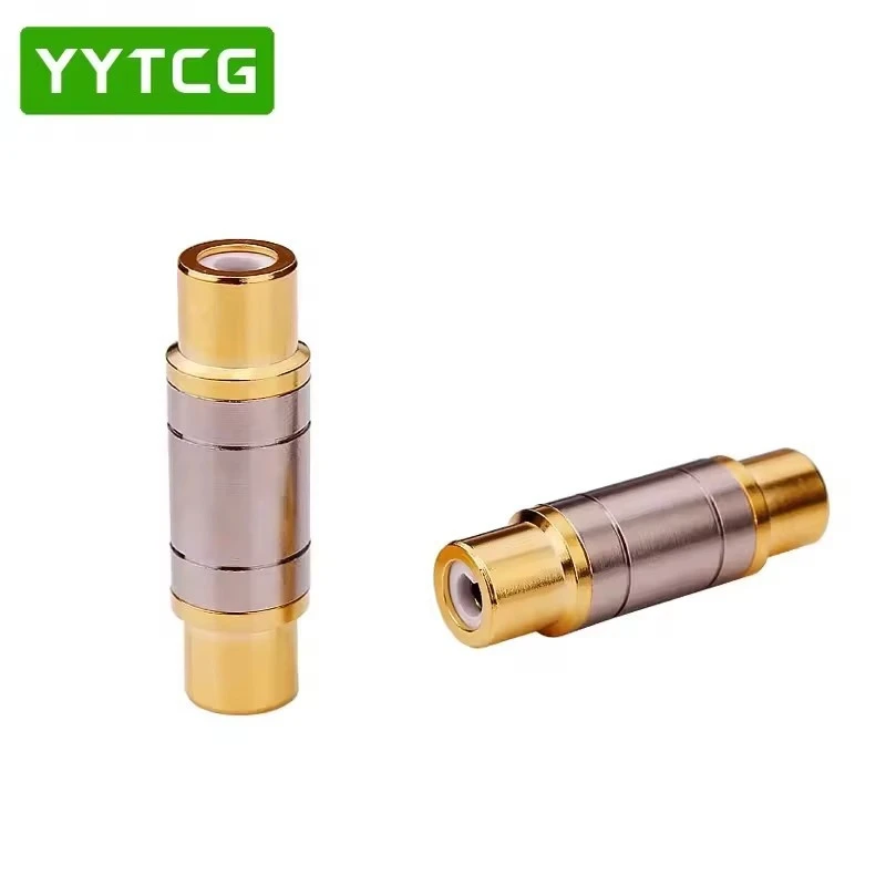 Multi-layer Metal Housing Gold Plated RCA Female to Female Coupler, Insulated Audio Cable Extension Terminal For Professional DJ Mixer Signal Cable Connector