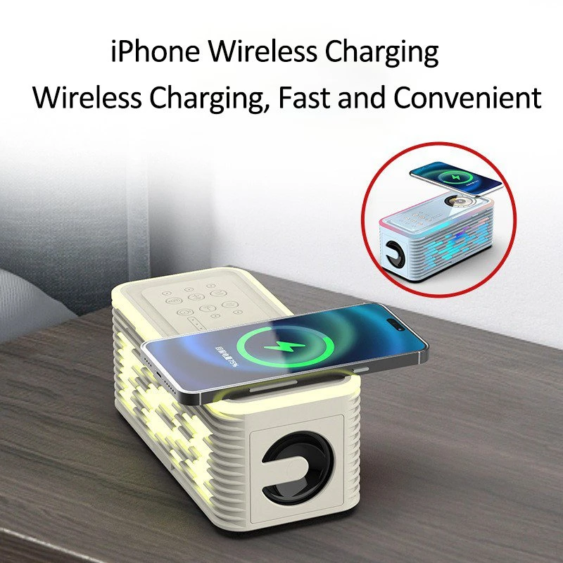 Multifunction Wireless Bluetooth Speaker with Phonet Wireless Charging and RGB Atmosphere Light, Natural White Noise