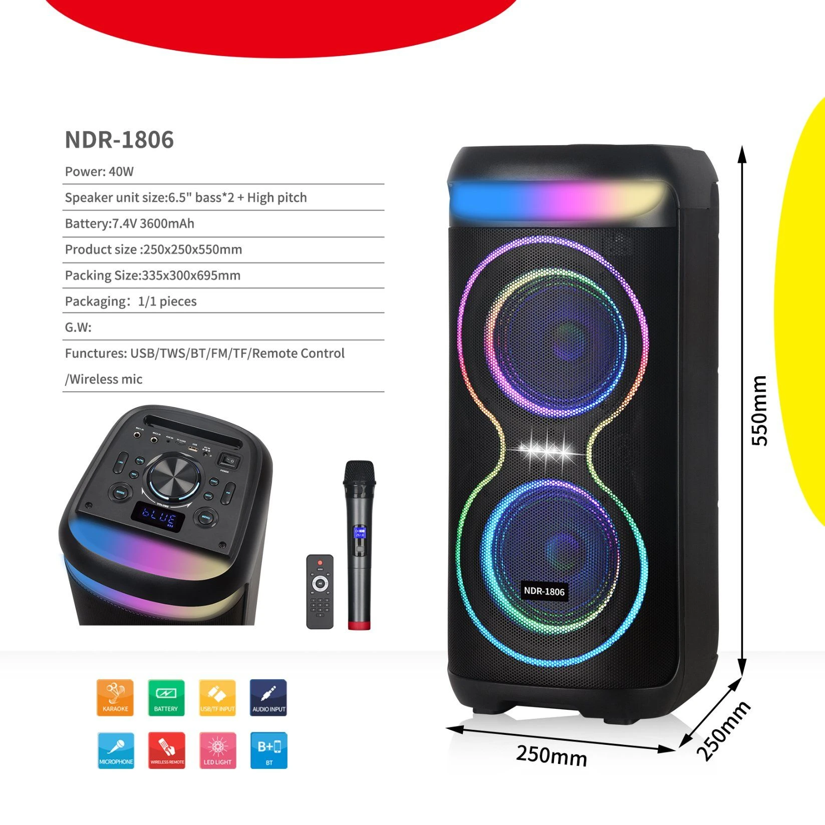 Multimedia Speaker Portable Audio Player Active Speaker with Bluetooth Tws FM