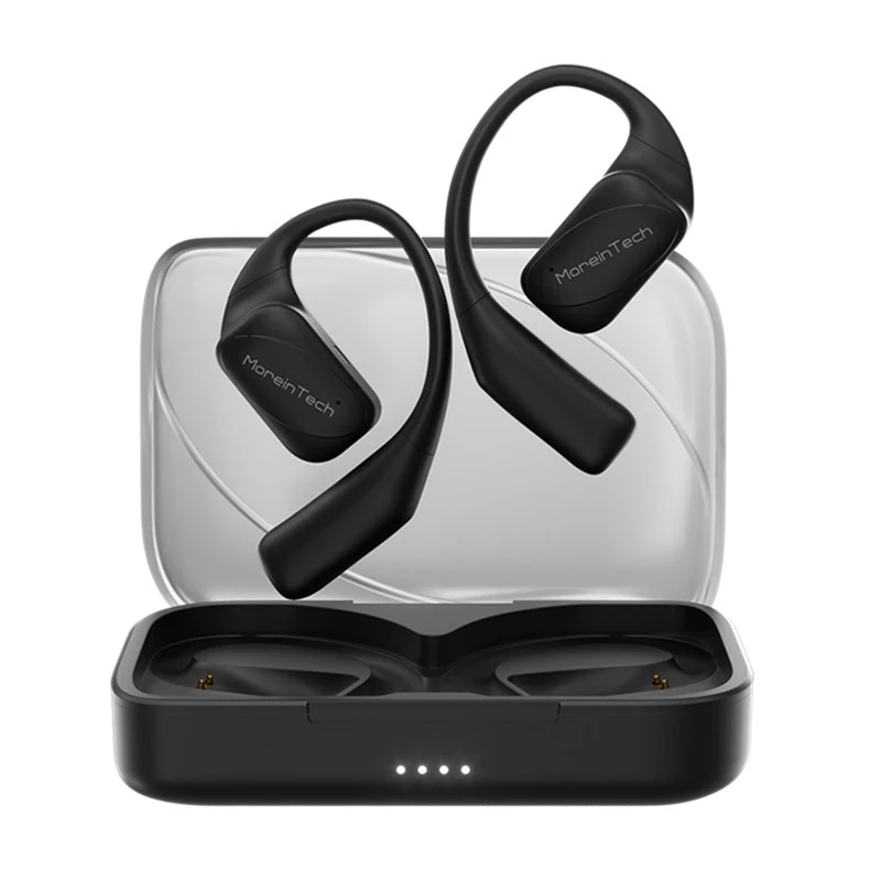 My-900 Open Ear Earphone Clip Headset Dual Mic for Stereo Sound Sport Earbuds with Noise Canceling Transparent Chargeing Case