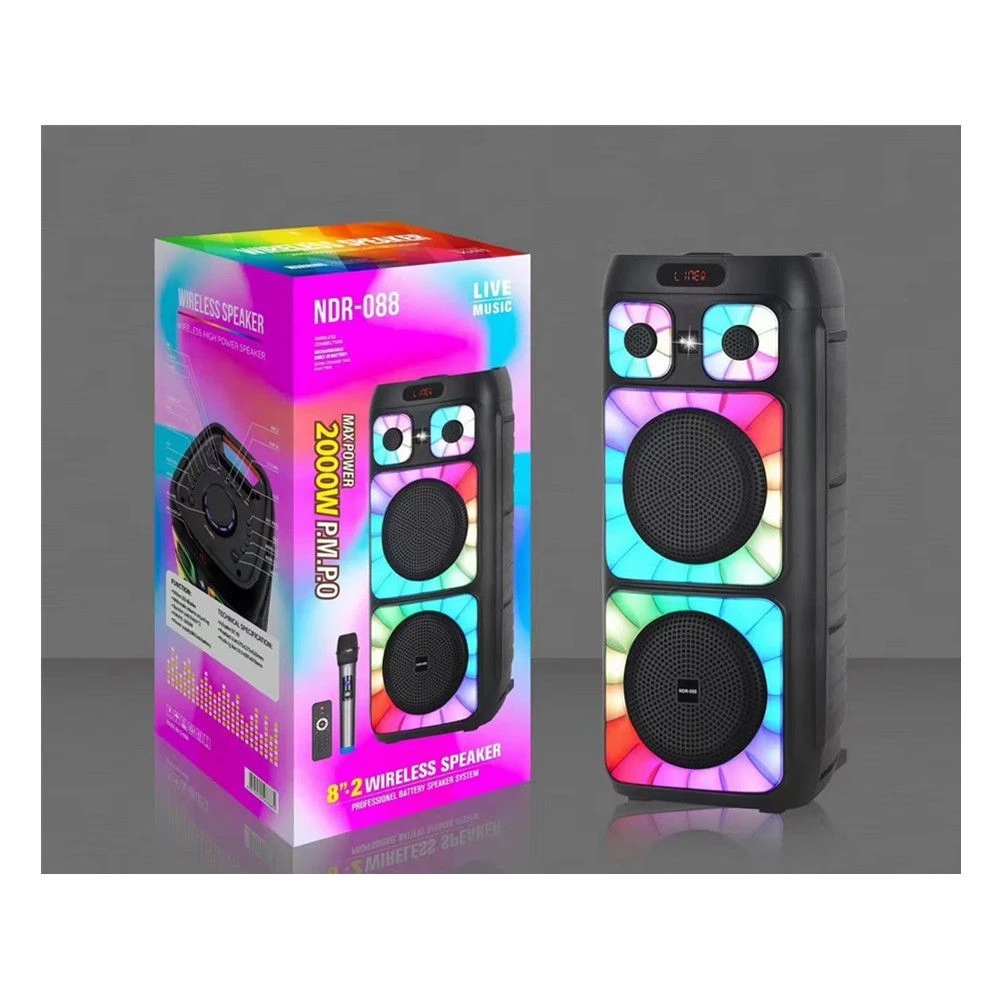 Ndr-088 40W Dual 8-Inch Wireless Bluetooth Speaker with LED Lights