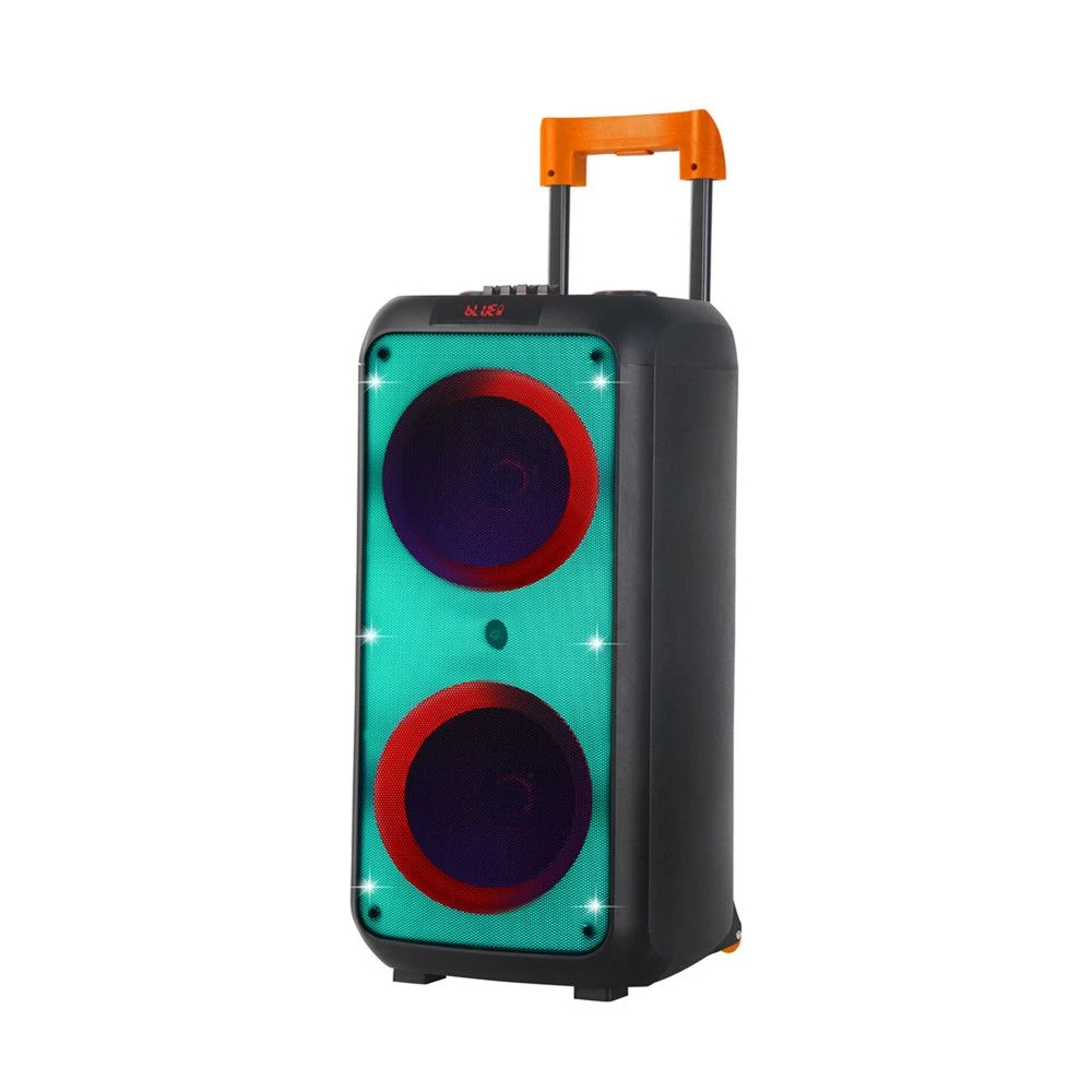 Ndr-1095 Dual 8-Inch Trolley Speakers with LED Lights and Wireless Microphones