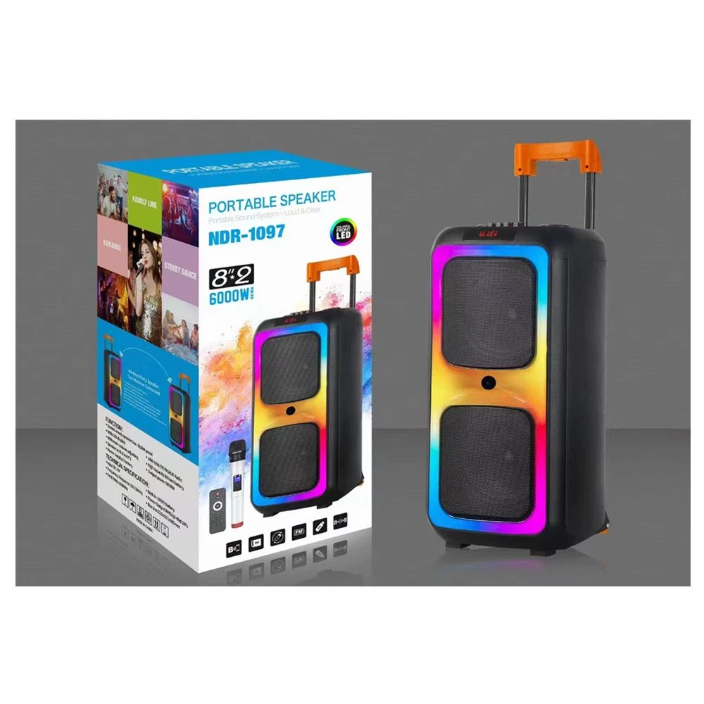 Ndr-1097 Dual 8-Inch Wireless Bluetooth Speakers with LED Lights