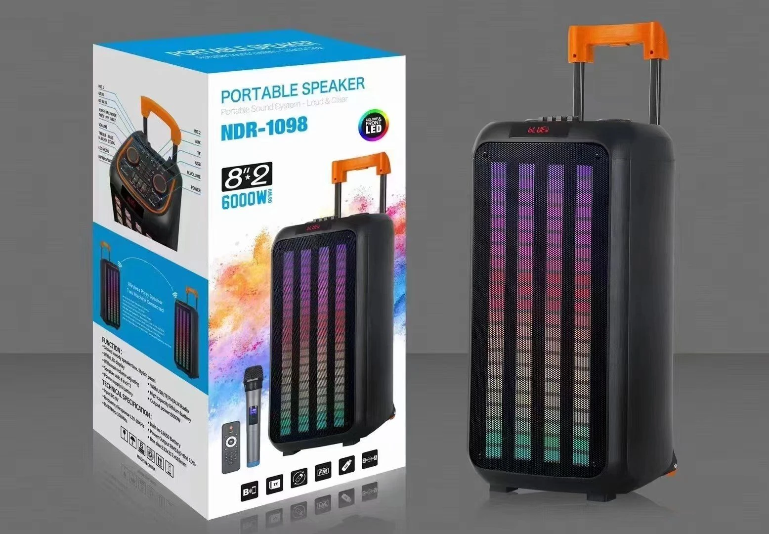 Ndr-1098 Dual 8 “Wireless Bluetooth Speaker Guangzhou Factory OEM