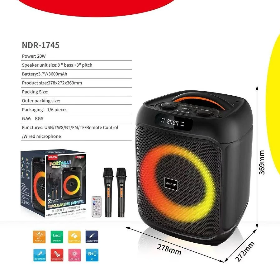 Ndr-1745 8-Inch Hot-Selling Portable Speaker China Factory