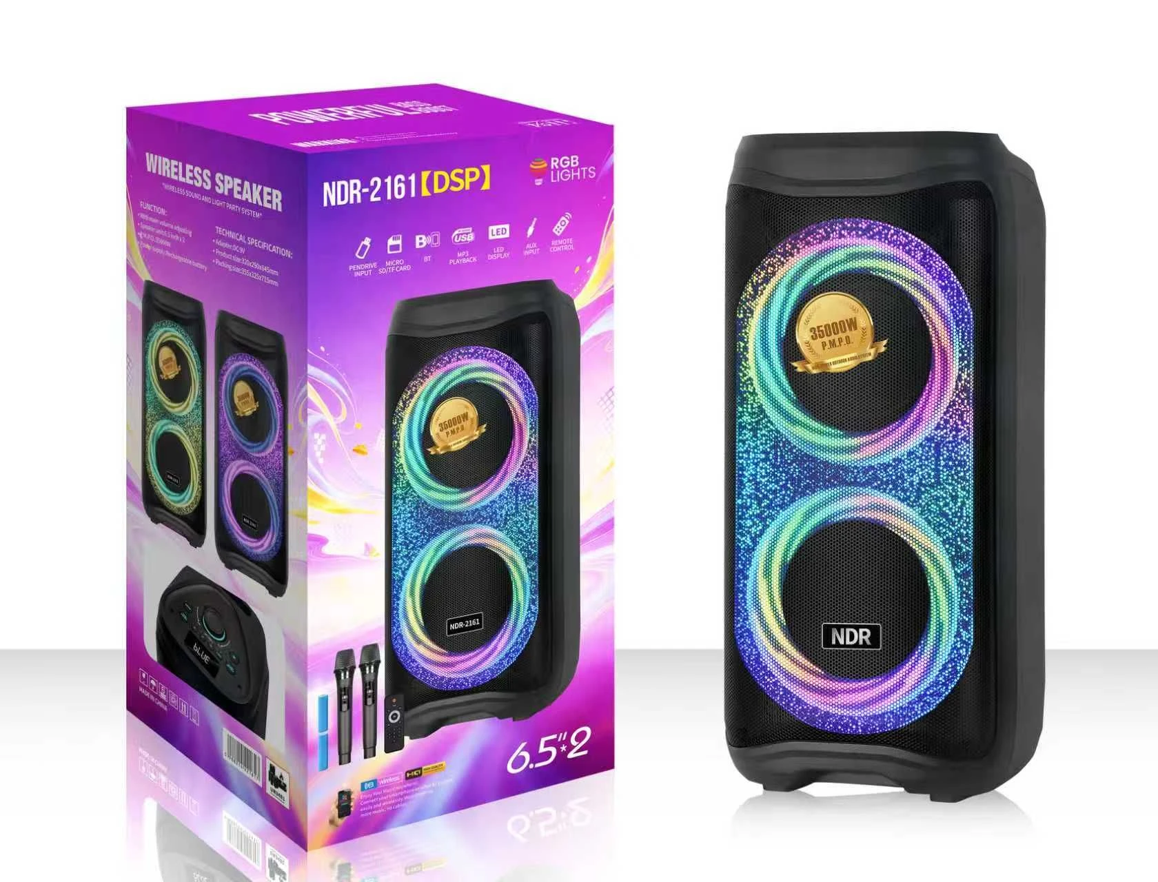 Ndr-218 Karaoke Home Theater System Professional Stage Dual 8 Inch Active Outdoor Bluetooth Speaker with DSP