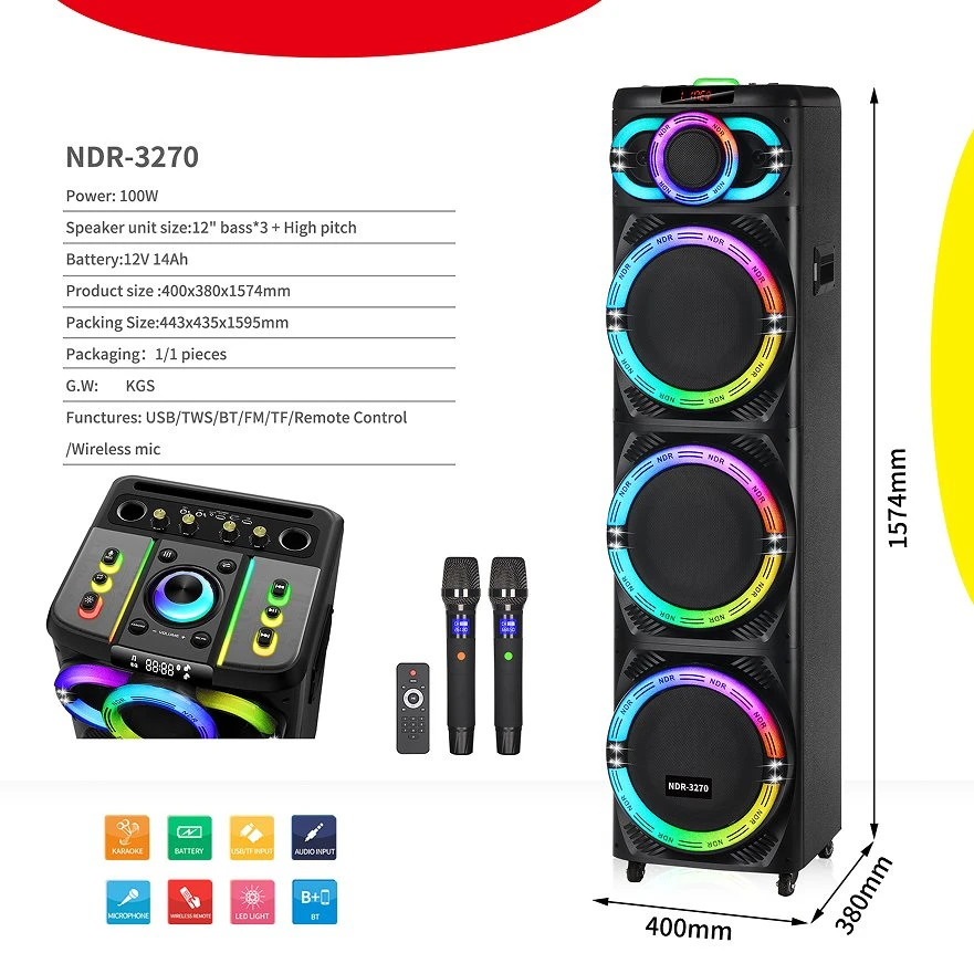 Ndr-3270 Boombox Music Portable Speaker with Subwoofer