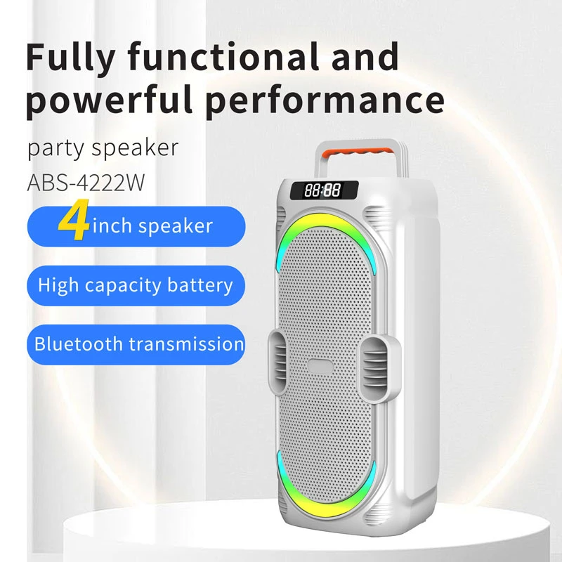 New Arrival ABS-4222W Bluetooth Speaker Portable RGB Light for Outdoor & Indoor Use