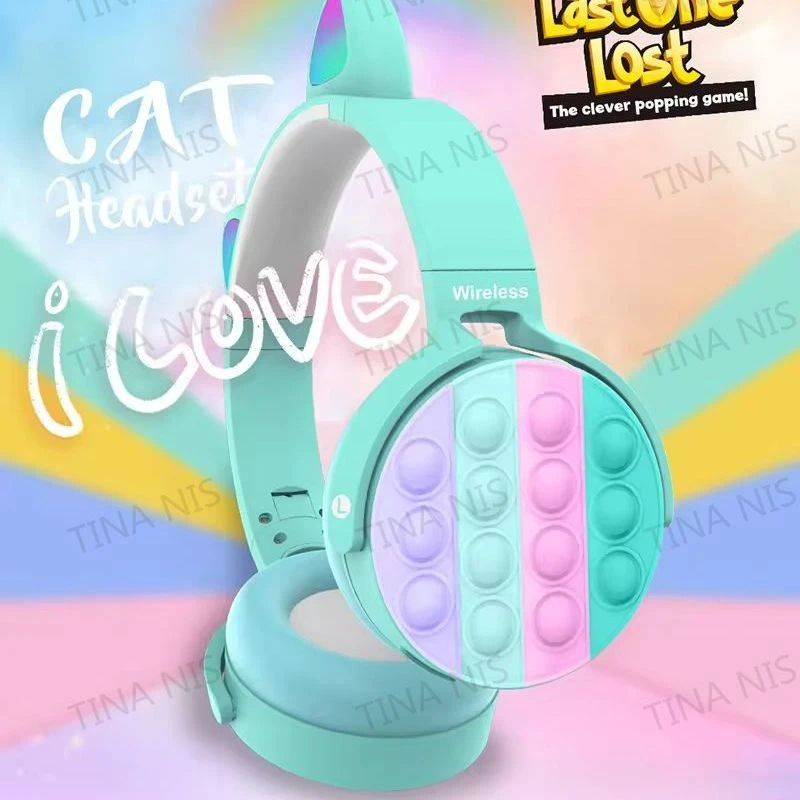 New Cute Cat Ears Bluetooth Wireless CT-950 Bluetooth Headphone Foldable Card Colorful Cat Ear Headset Earphone