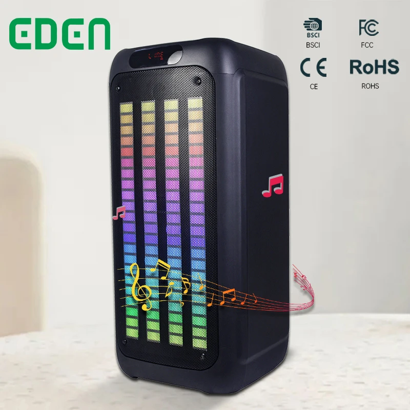 New DJ Karaoke Dual 8 Inch Outdoor Bluetooth Wireless Portable Professional Audio Party Sound Box Speakers 80W Bluetooth Speaker Factory ED-819