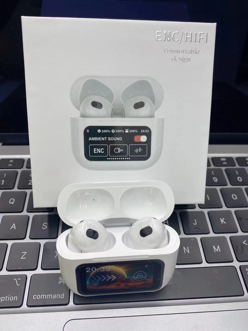 New Design Bt5.4 Anc Enc Tws Earphone with Digital LCD Touch Control Screen Wireless in-Ear Headphones