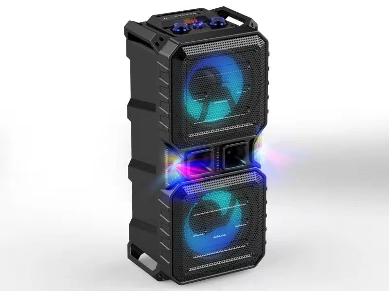 New Design Private Tooling Dual 10 Inch Portable Party Speaker Boombox with Colorful Light
