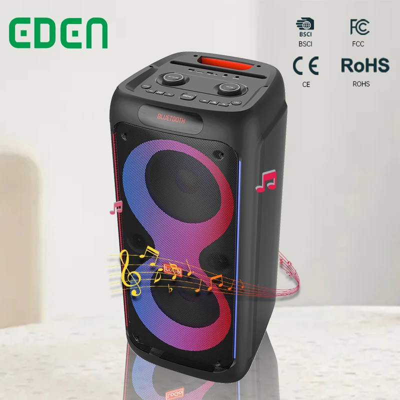 New Developed Design Dual 8 Inch Professional Active Stereo Party Box Loudspeaker System Portable Audio Bluetooth Wireless Speaker with Tws Mic