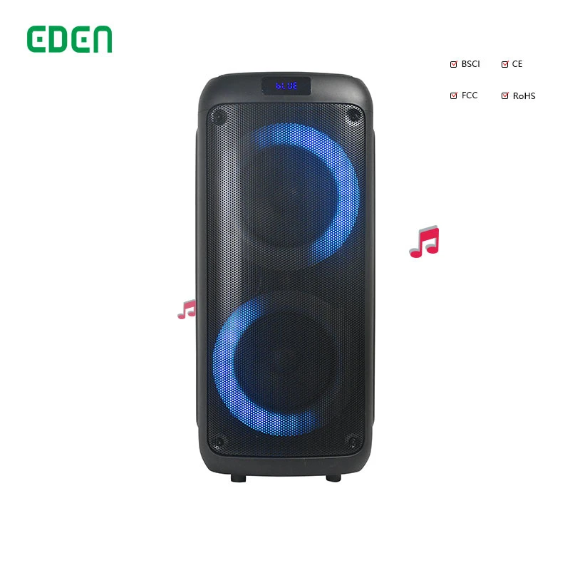 New Europe Portable Dual 6.5inch Bluetooth Microphone Karaoke Sound Audio PA LED Wireless Box Speaker