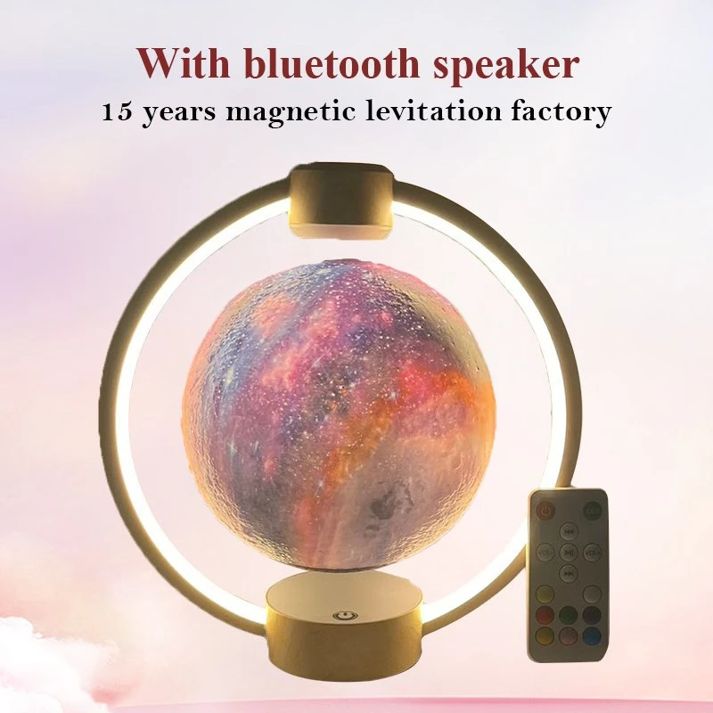 New Factory Wholesale Magnetic Suspension Levitation Bluetooth Speaker, Floating Moon Lamp Light for Decor Gift Christmas