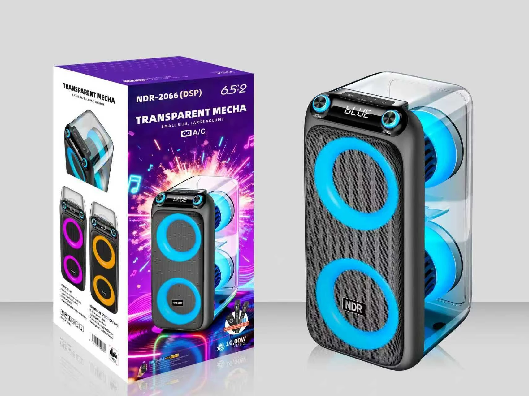 New Model Dual 6.5-Inch 60W Bluetooth Party Speaker with Wireless Microphone