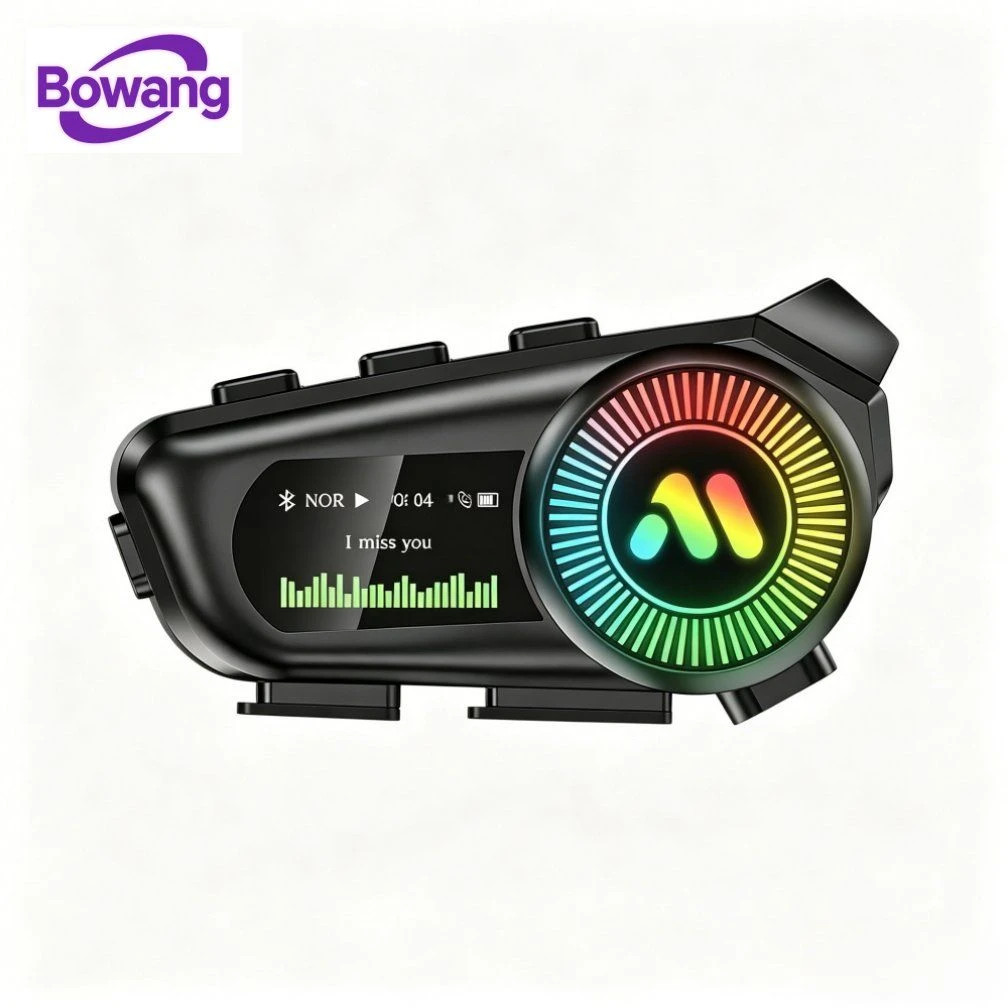 New Motorcycle Helmet Bluetooth Headset IP67 Waterproof RGB Light FM Radio TF Card Intercom