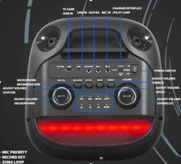 New Party Speaker Lsh-0821b with Attractive LED Light 8V/5500mAh 50W Bluetooth Wireless Portable Speaker 8 Inch