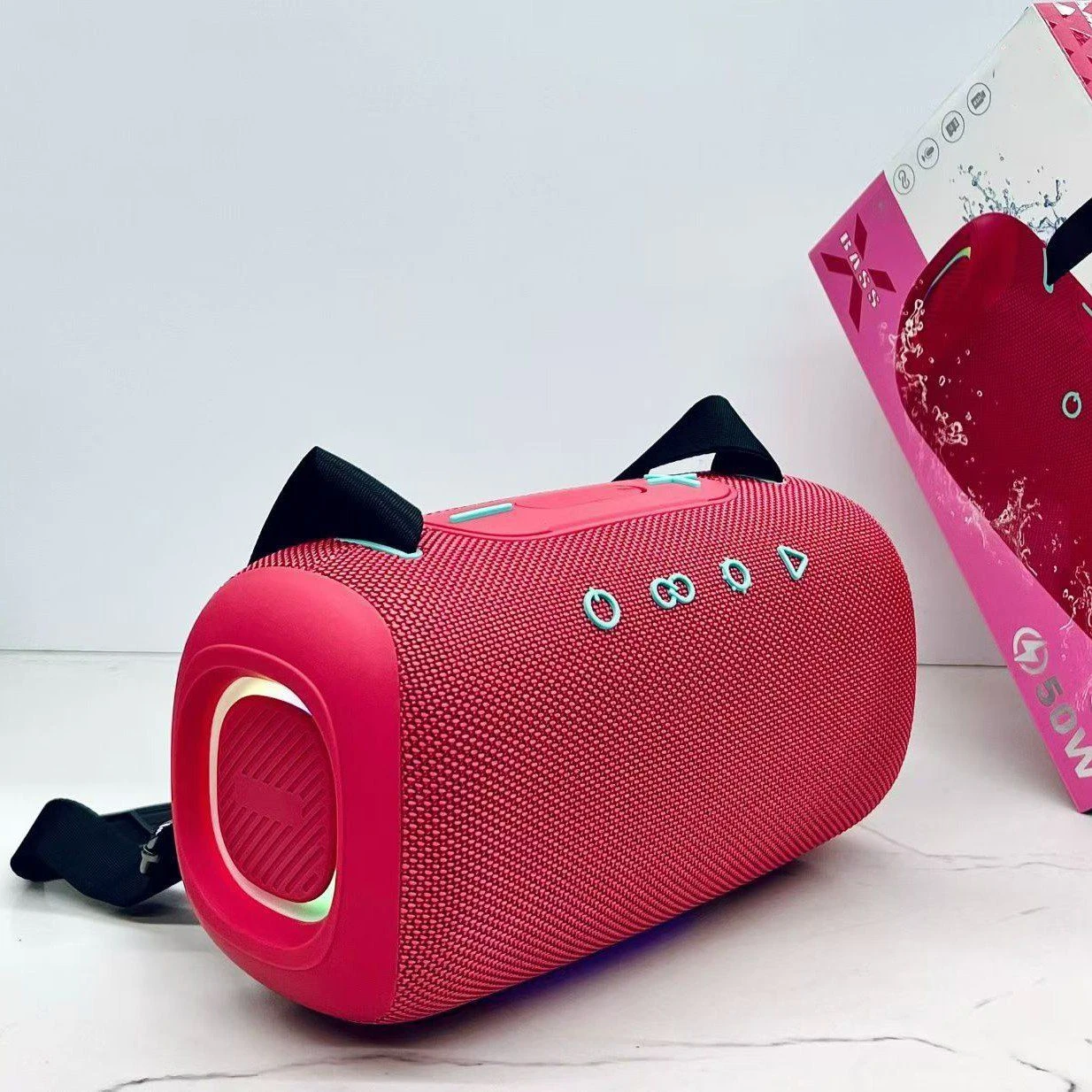 New S660 High-Power RGB Portable Subwoofer Speaker with Shoulder Strap, 40W Heavy Bass Large Speaker