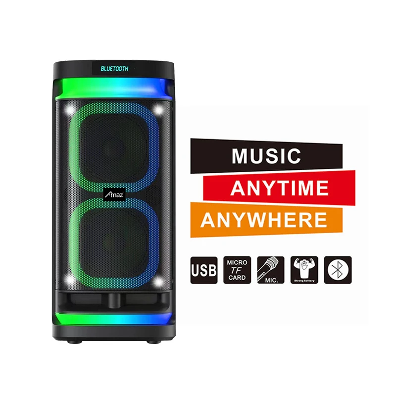 Newest Designed Square LED Light Made in China Double 6 Inch Trolley Speaker