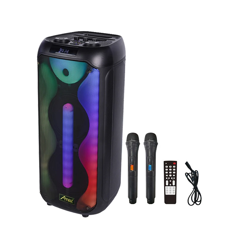 Newest Private Model Double 8 Inch Party Rechargeable Speaker with Shing Light