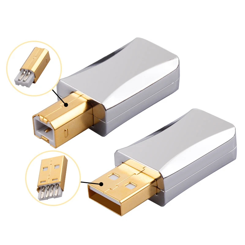 Nickel Alloy Shielded USB Plug with Low Impedance for Hi-Fi Audio Transmission in Home Theater & Car DSP