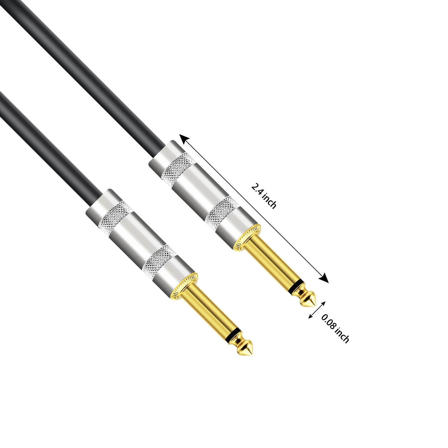 Nickel Plated 6.35mm 1/4″ Male to Male Audio Instrument Cable Straight Connector Durable Guitar Bass AMP Cable