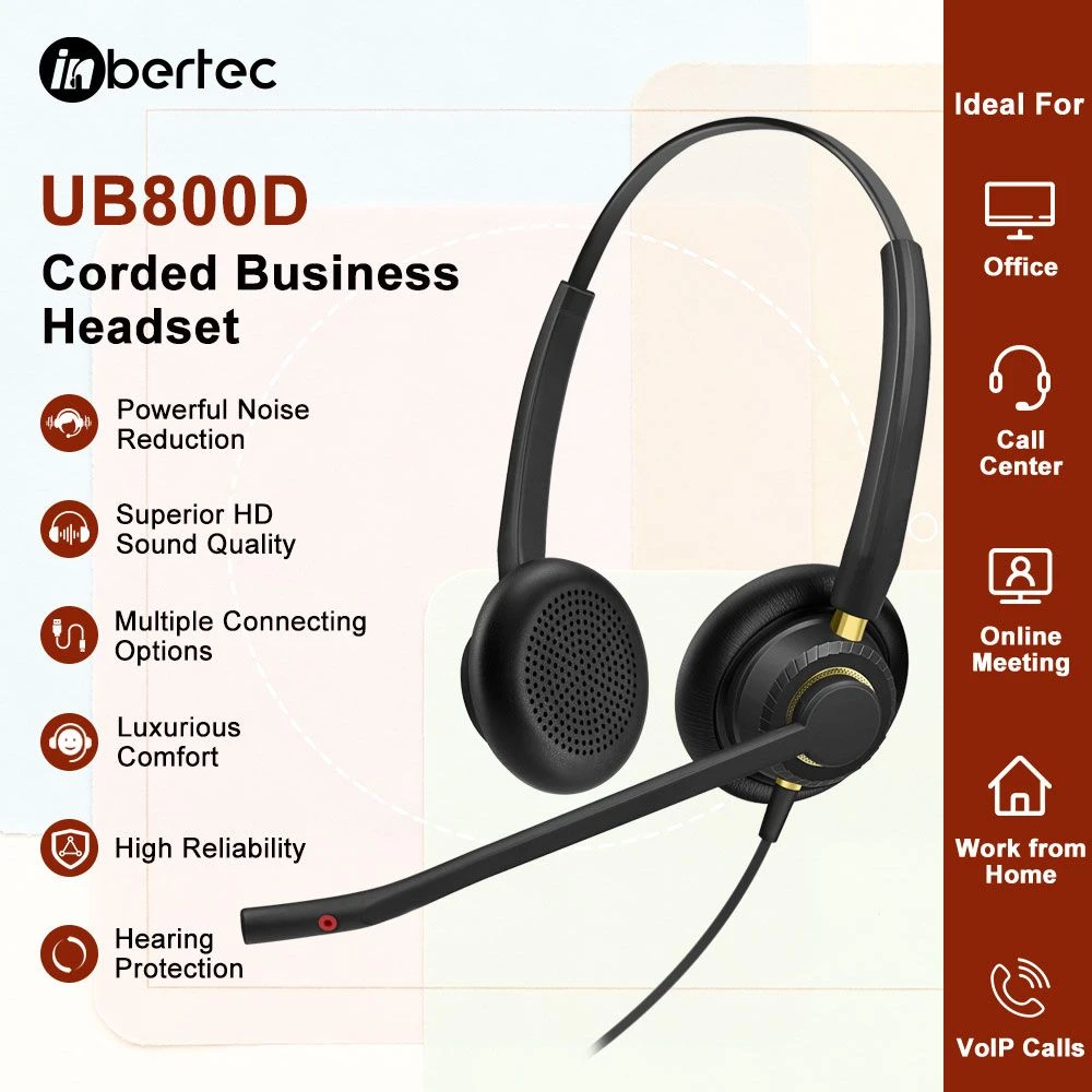 Noise-Canceling Headset Premium Call Center Headset with Mic