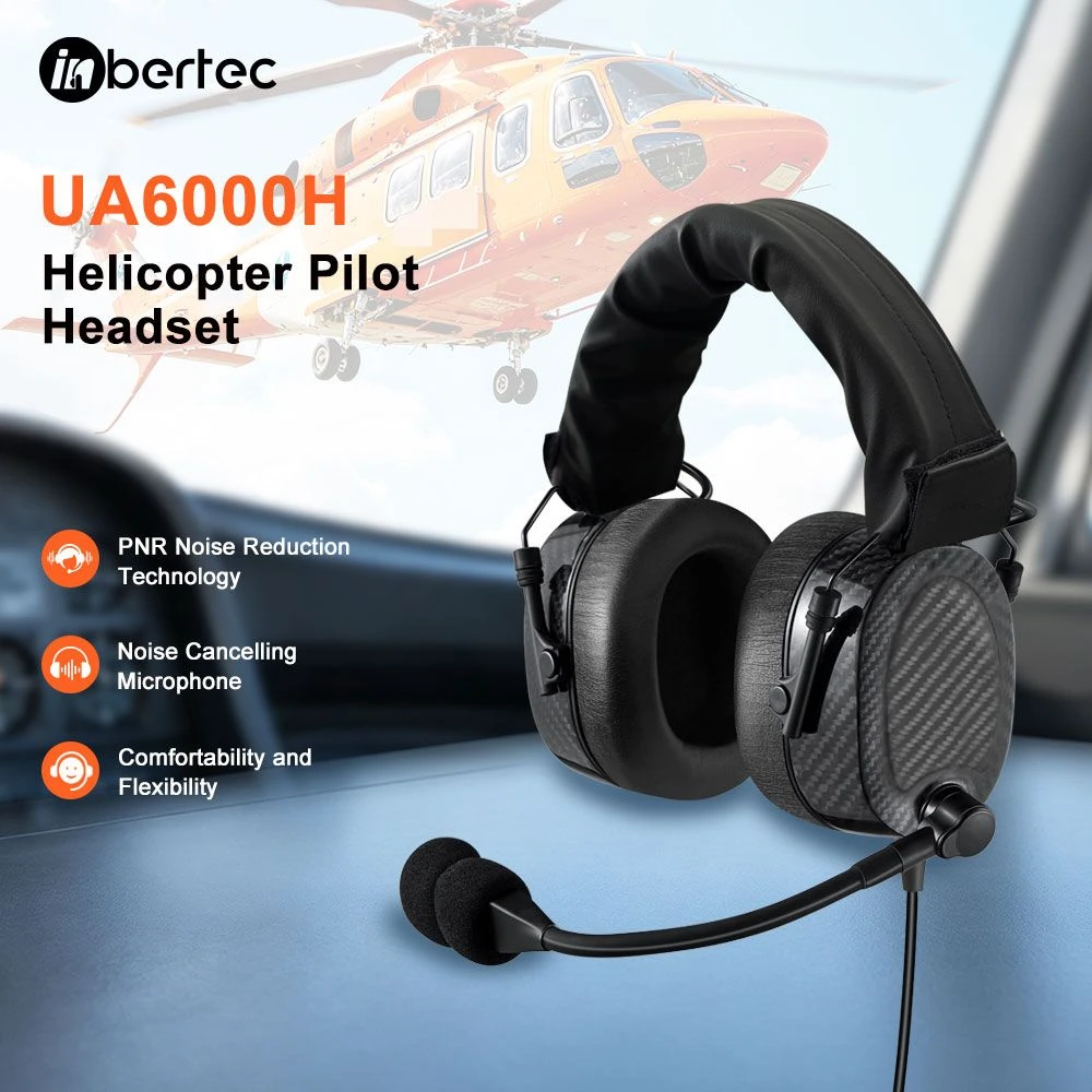 Noise Reduction & Natural Voice Reproduction Helicopter Pilot Aviation Headset