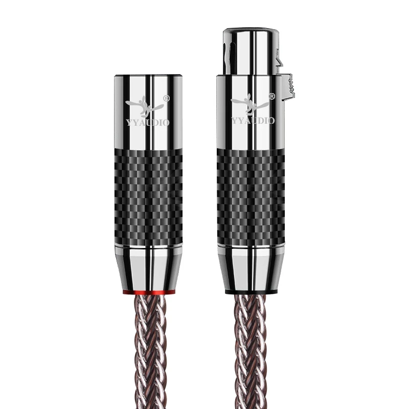 OCC Pure Silver Braided XLR Balanced Cable with Carbon Fiber Plug for Studio Microphones, Mixers & HiFi Amplifiers