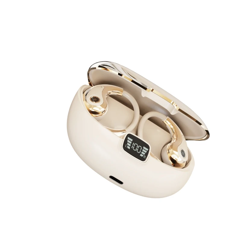ODM/OEM Fast-Charging High Definition Noise Reduction 130h Earphones Wireless Bluetooth Earbuds Open Air Ear-Hook Enc Ows Headphones with Digital Display