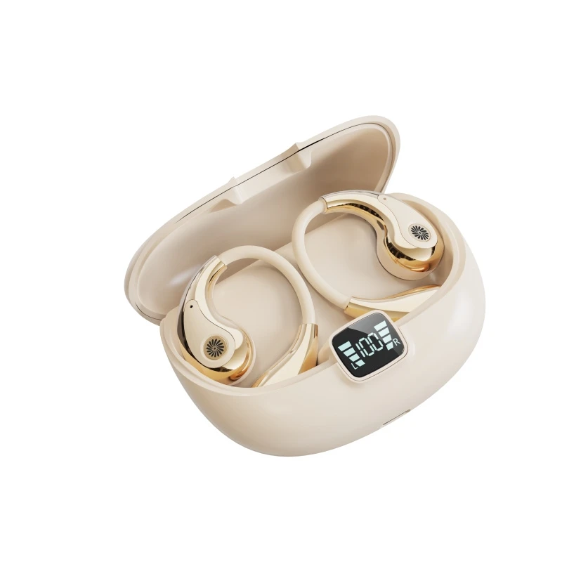 ODM/OEM Fast-Charging Ultra-Low Latency Instant Connect Ear-Hook Open Air Wireless Bluetooth Earbuds Digital Display Enc Ows Earphones with Noise Reduction