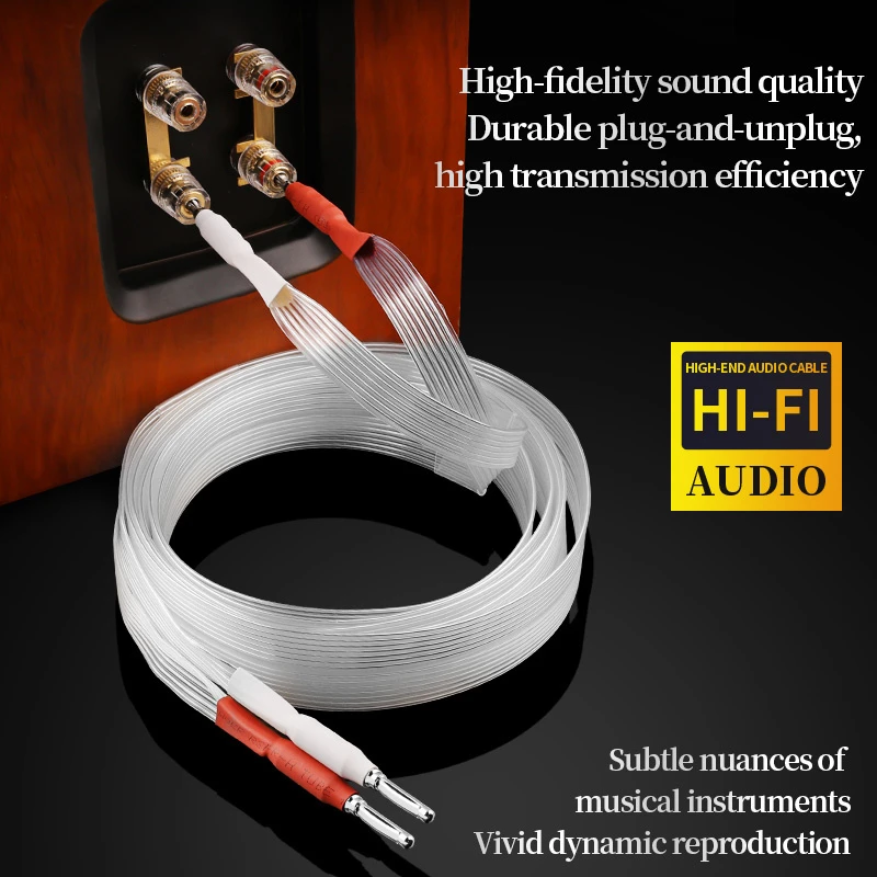 ODM/OEM OCC Speaker Cable Audio Wire Hi-end Banana Male to Male with Rhodium Plated Plug
