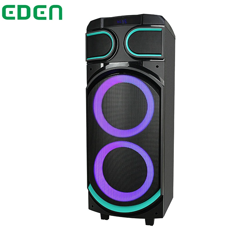 OEM 8 Inch Party Box Subwoofer Tws Outdoor Professional Wireless Rechargeable Bt DJ Karaoke Wooden Base Speaker with LED Light