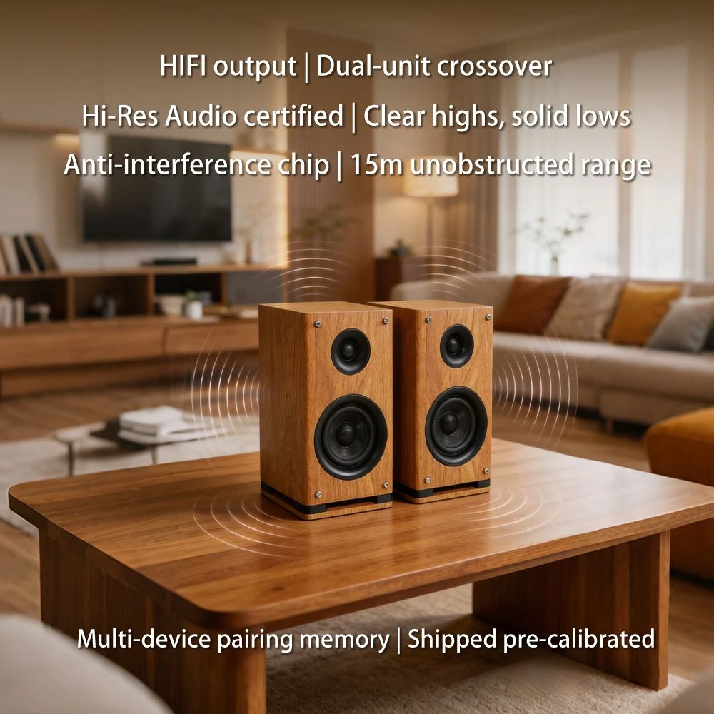 OEM Custom Logo Portable Speaker Wired RGB Light Bt Bookshelf Audio Sound Box Outdoor Party Smart Full-Channel Speaker
