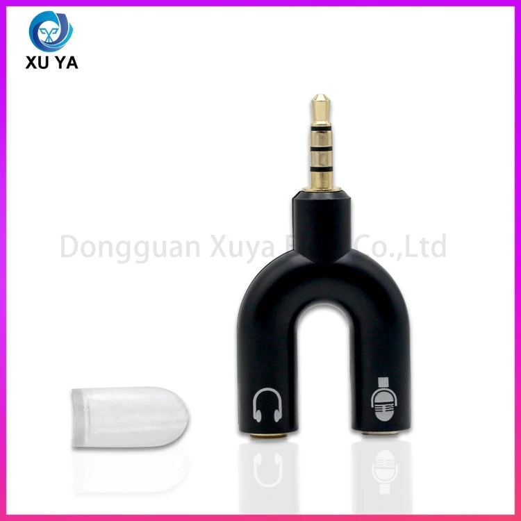OEM Factory 3.5mm U-Shape Audio Splitter Adapter 1 Male to 2 Female Headphone Mic Jack Separator for Mobile Phone Wholesale From China Manufacturer