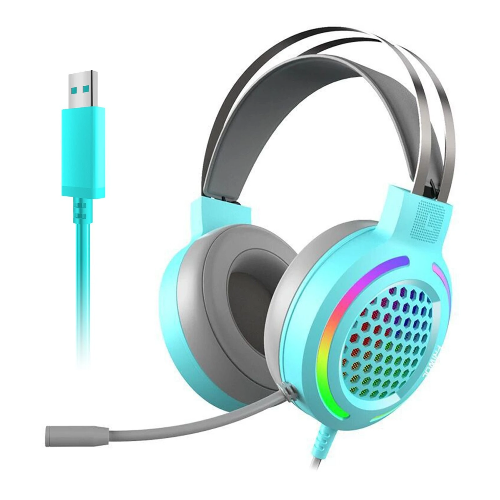 OEM High Performance Earphone USB 3.5 7.1 Colorful RGB Luminous Wired Headphone Gaming Headset with Microphone