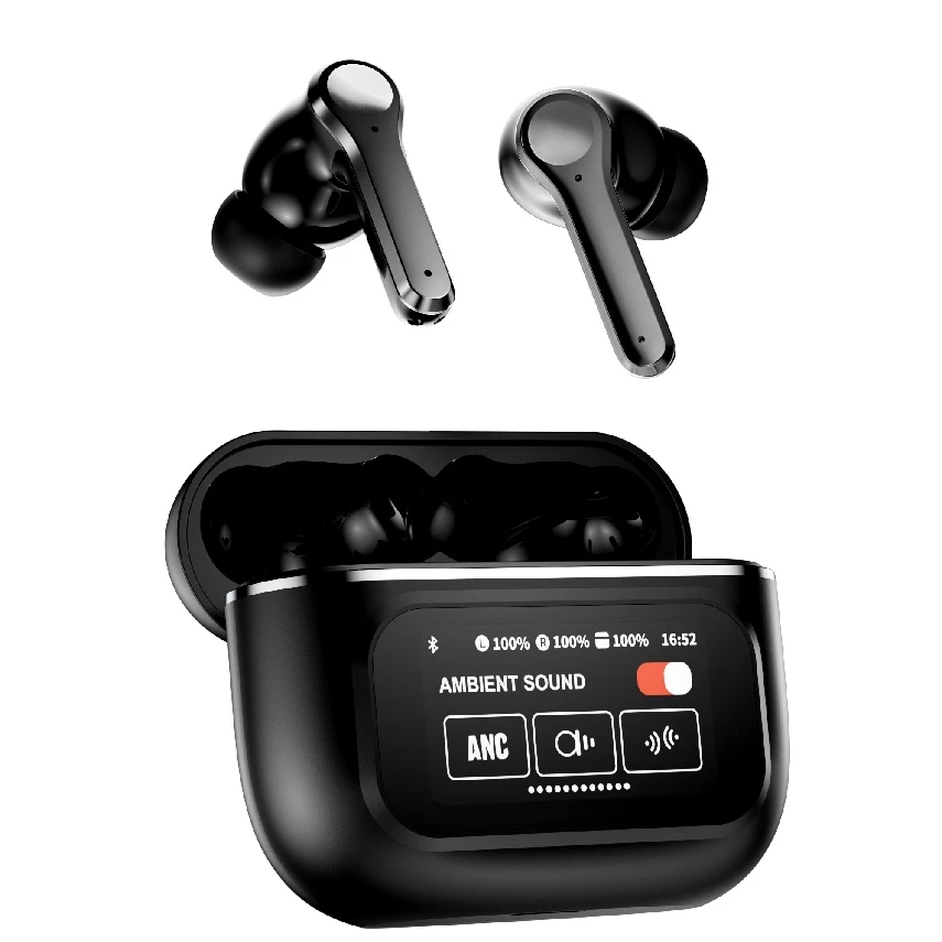 OEM ODM Comfortable Hi-Fi Convenient Long Battery Life Wireless Stereo Anc Earbuds in-Ear Earphones with LCD Display