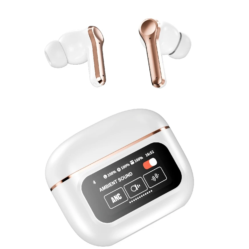 OEM ODM Ultra-Low Latency Ergonomic Open Air Bluetooth in-Ear Anc LCD Display Earphones with Touch Screeen