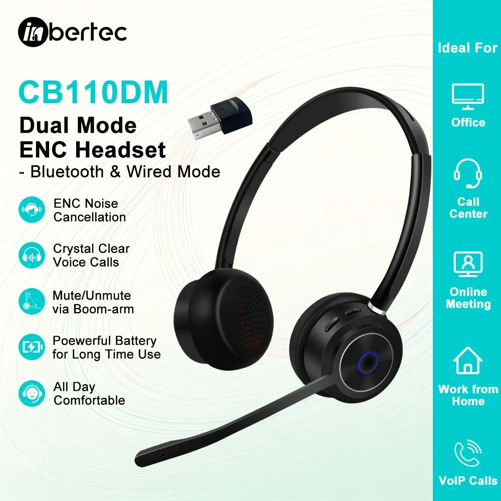 Office Bluetooth Headsets with Metal CD Pattern Platec