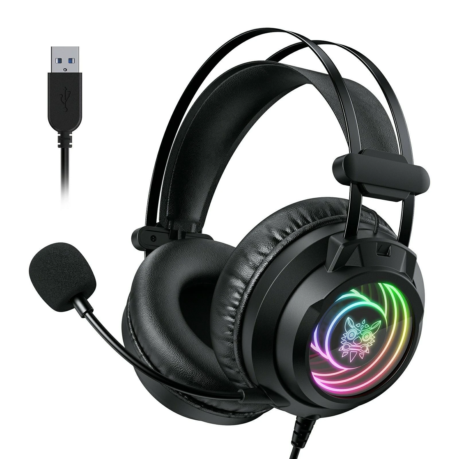 Onikuma X80 Gaming Headset – 7.1 Surround Sound, 50mm Drivers, USB Wired for PC