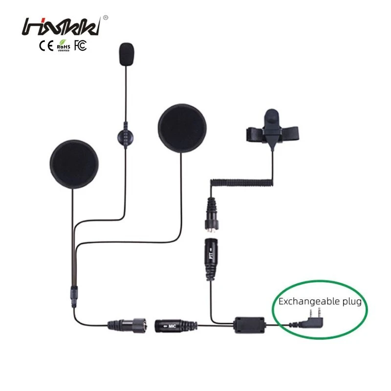 Open Face Motorcycle Helmet Headset Two Way Radio Intercom Headphone for Ken Wood for Motoro-La 2 Pin