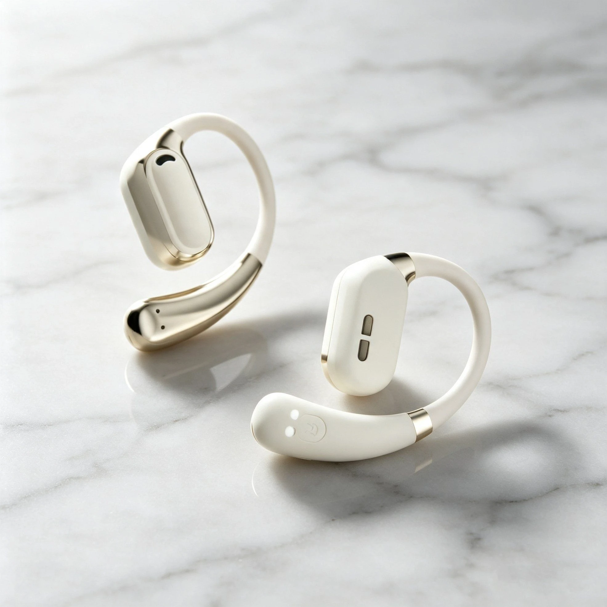 Open Non in-Ear Earbuds Dual Sound Wave Tech Stereo Bass Ipx5 Waterproof Bluetooth 5.4 Instant Pair Finger Touch Operation