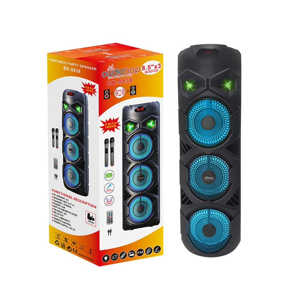 Oudiobop Bk-8838 Lightweight Carry Portable Bluetooth PA Speaker for Backyard Party Activity