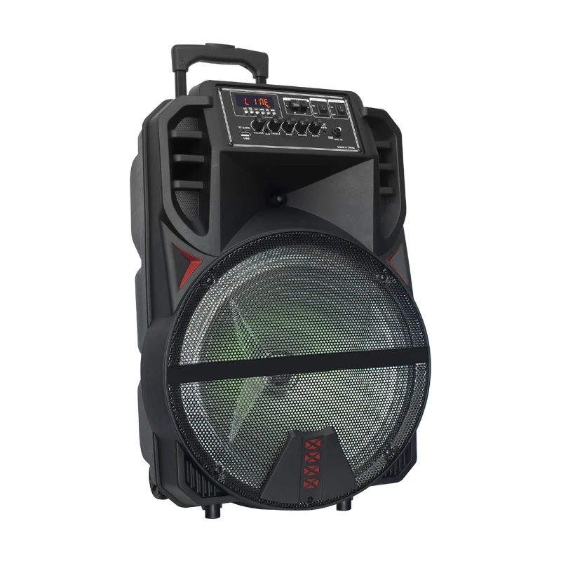Outdoor 15 Inches Bluetooth Wireless Trolley Speaker for Flashing Light DJ Party Trolley Speaker Altavoz Portatil Bluetooth