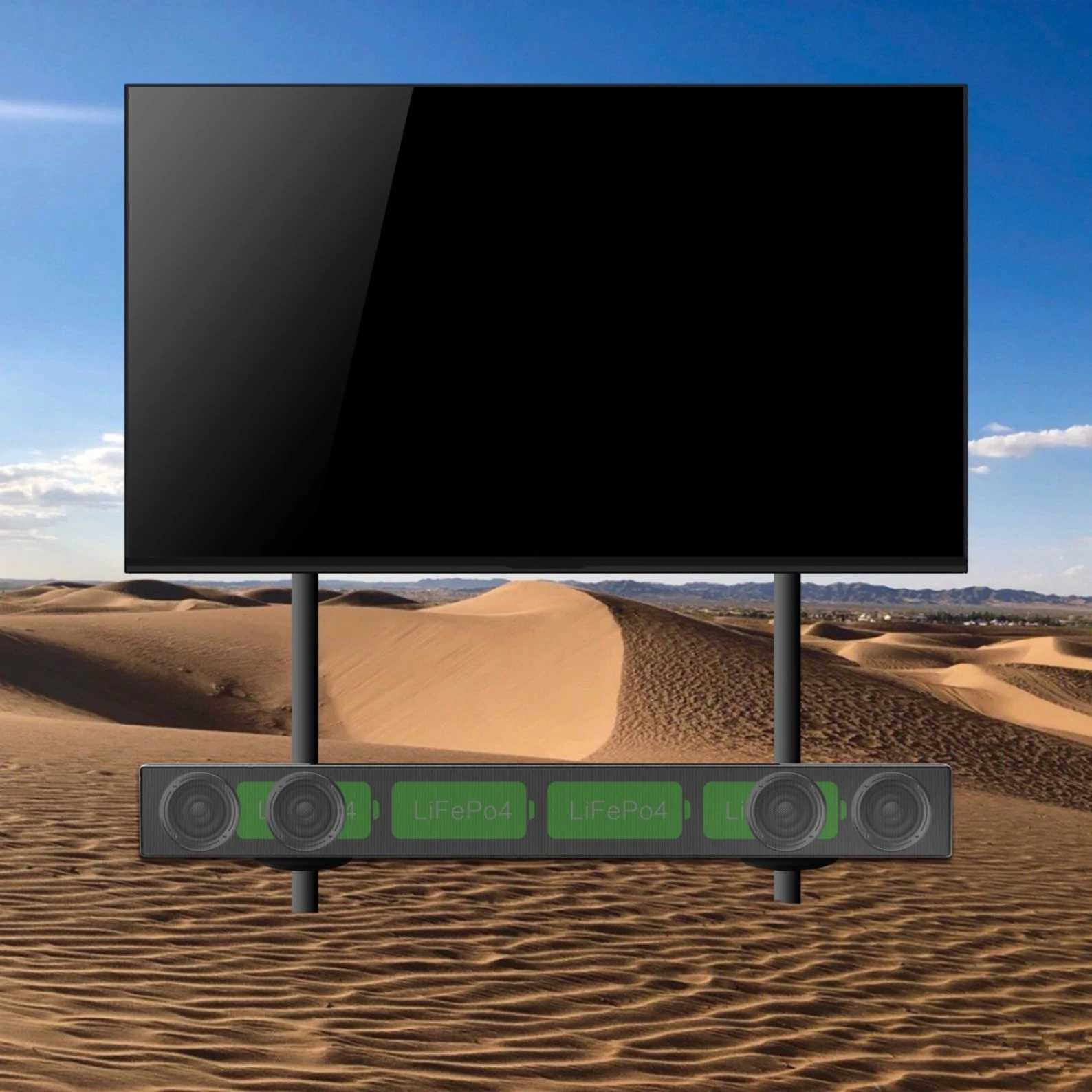 Outdoor DC TV System with Battery Solar Charge