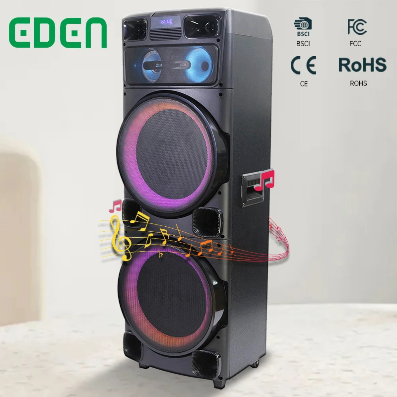 Outdoor Portable Wireless Professional Rechargeable DJ Karaoke Sound Box Trolley Bluetooth PA Speaker with LED Light ED-1208